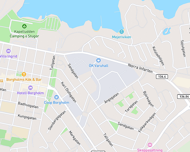 En karta som visar platsen för AniCura Borgholms Djurklinik