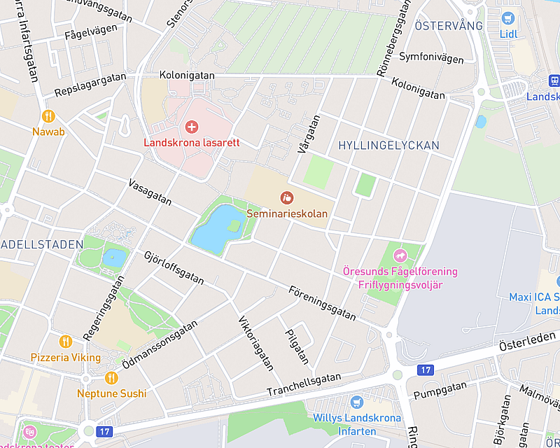 En karta som visar platsen för AniCura Landskrona Smådjursklinik