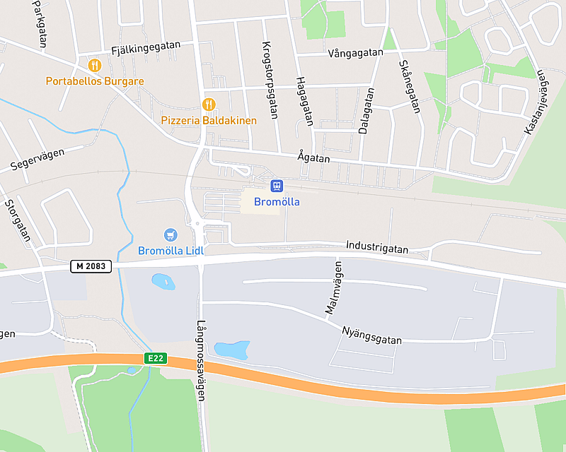 En karta som visar platsen för AniCura Bromölla Veterinärmottagning